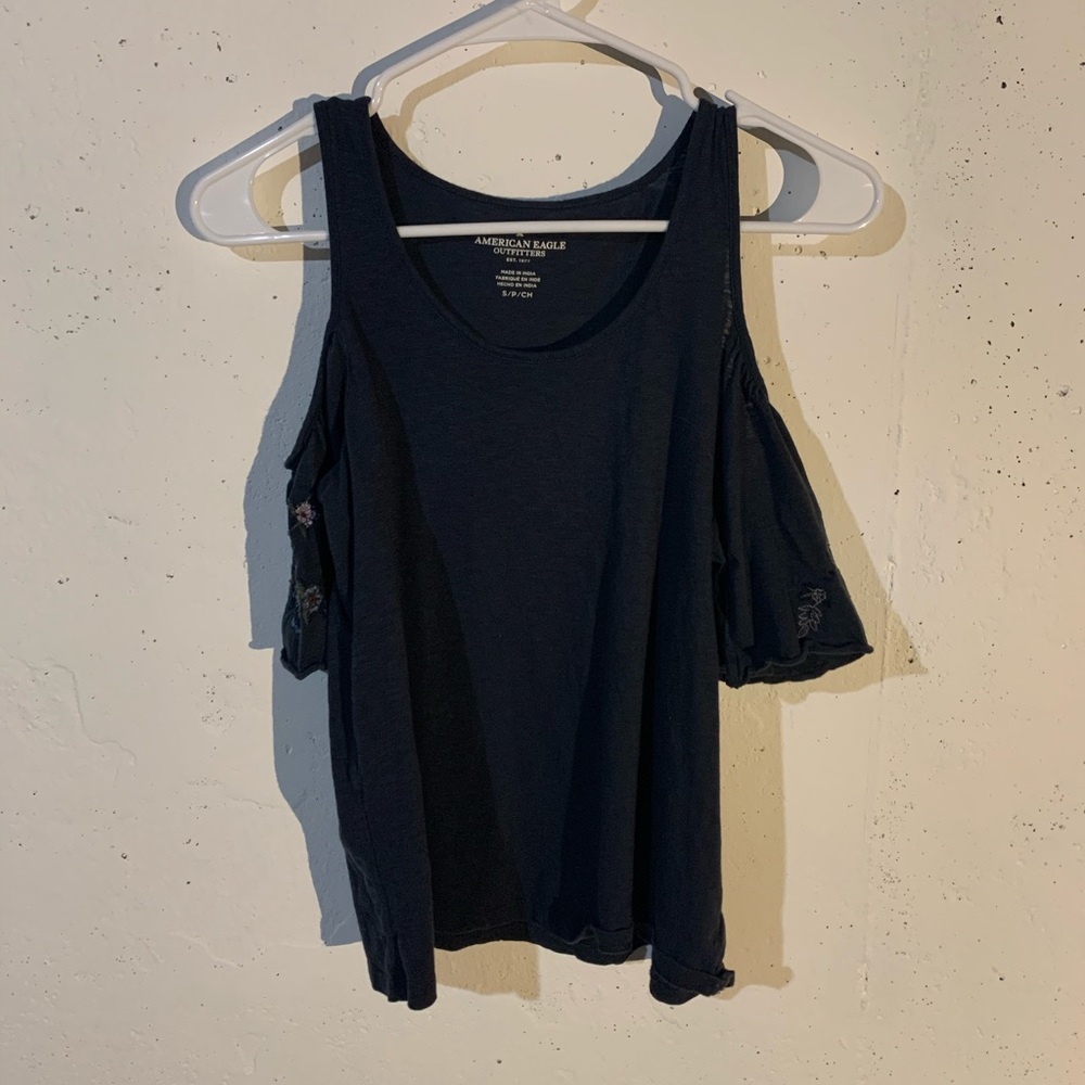 cold shoulder navy american eagle top
